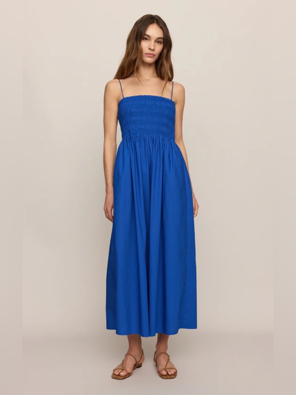 Z Supply Royal Blue Smocked Bodice Maxi Dress